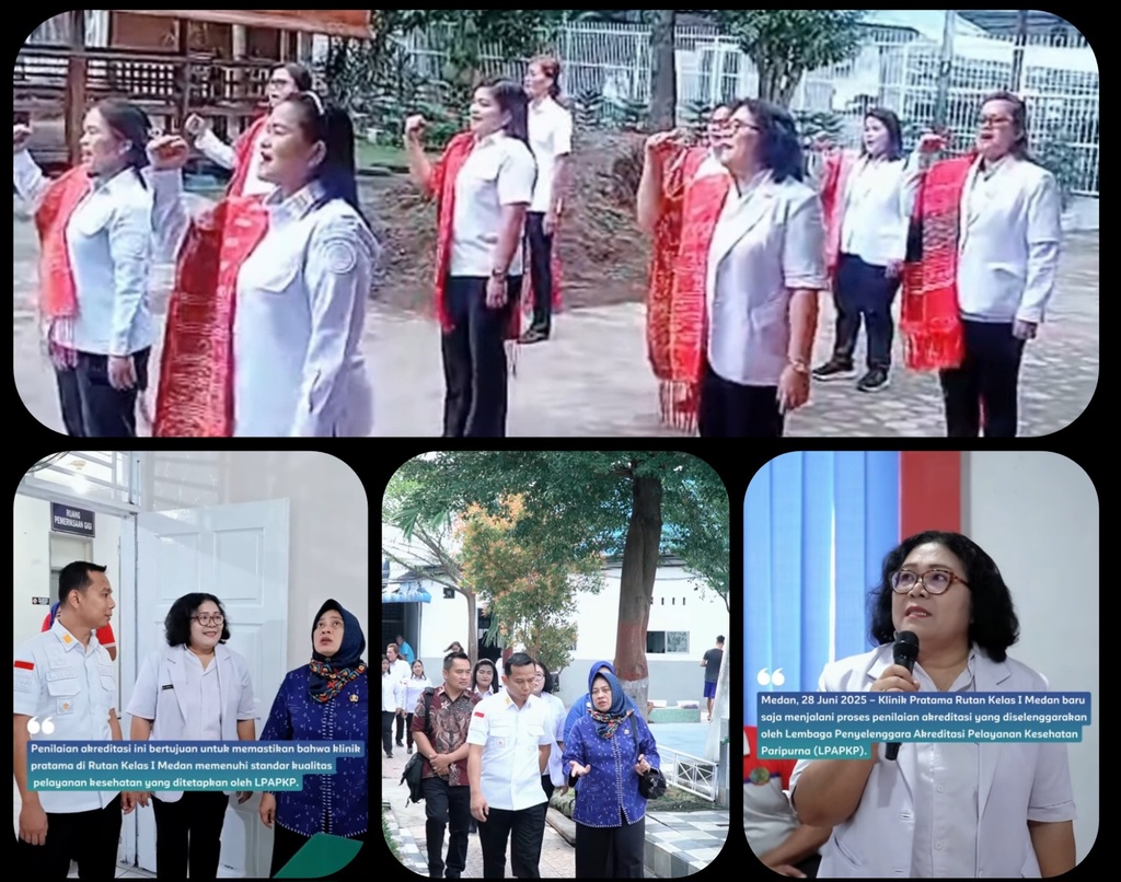 Kasi Yantah Ronny Steven Dengan Kasubsi Adper Wisnu, Mendampingi Tenaga Medis Klinik Rutan Bersama Surveyor dr. Hartaty Agnes Menelusuri Teknis Pelayanan Kesehatan Yang Disediakan Oleh Klinik Pratama Rutan Kelas I Medan.(Doc/Foto:Rutan Kelas I Medan)