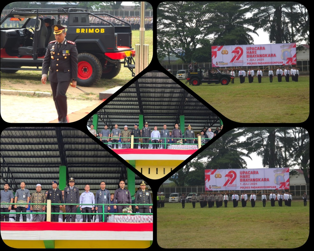 Kepala Kesatuan Pengamanan Lapas Kelas IIB Padangsidimpuan M. Nurdin,Beserta Forkopimda Mengikuti Upacara Hari Bhayangkara ke-79 Di Stadion Kota Padangsidimpuan Pada 1 Juli 2025.(Doc/Foto:Humas Lapassid)
