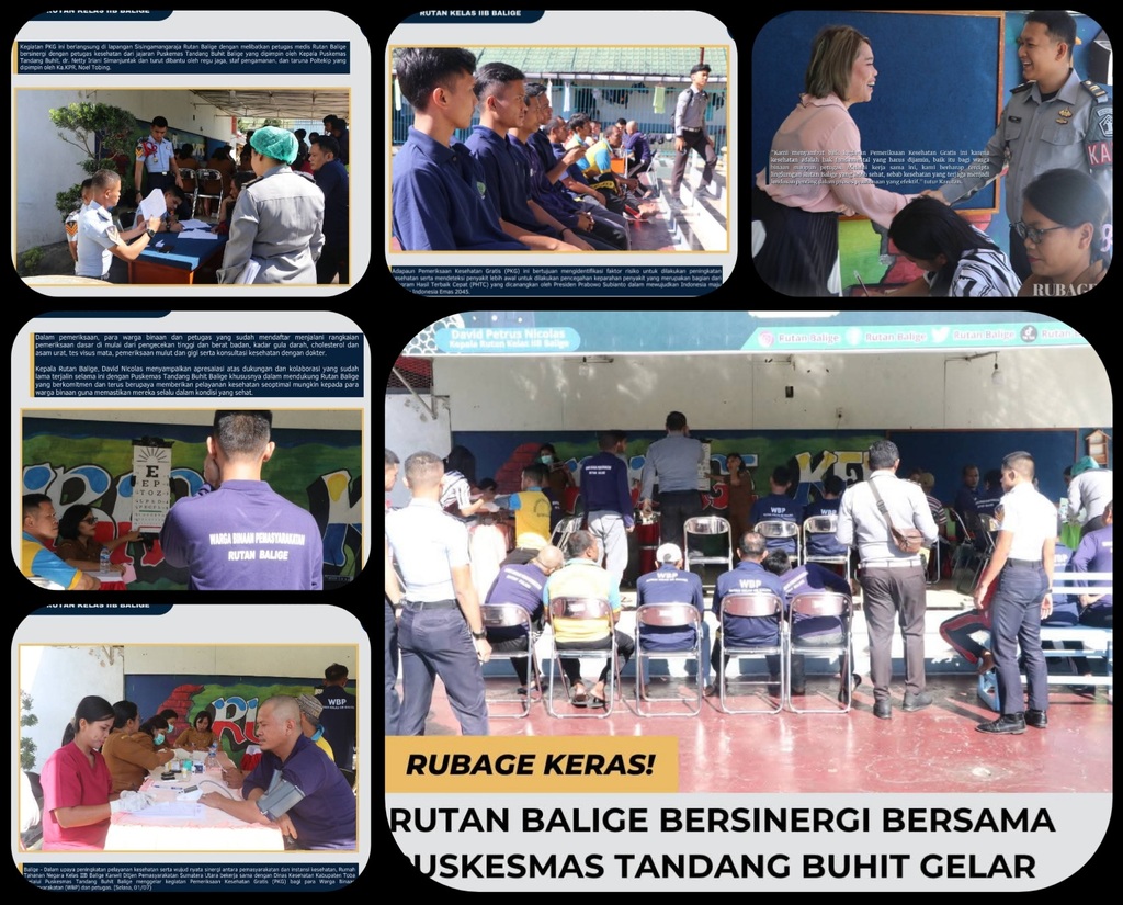 Rutan Kelas IIB Balige Bersinergi Bersama Puskesmas Tandang Buhit,Gelar Pemeriksaan Kesehatan Gratis (PKG).(Doc/Foto:Rutan Balige)