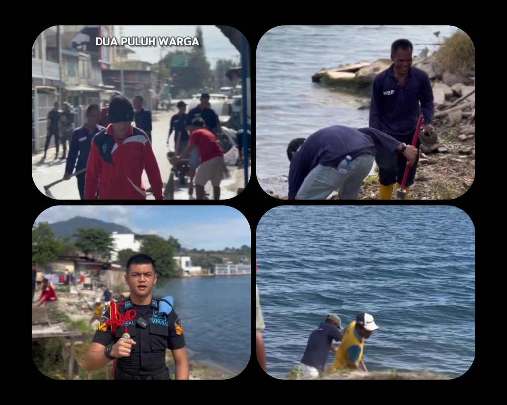 Petugas Dan Warga Binaan Pemasyarakatan Membersihkan Selokan, Mengumpulkan sampah, Dan Memangkas Rumput liar Di Jalan Siliwangi Dan Jalan Pardede Pasir. Kepala Kesatuan Pengamanan, Noel Tobing, Memimpin Kegiatan Ini.(Doc/Foto:Rutan Balige)